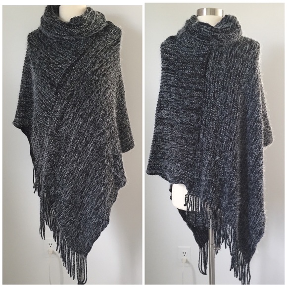 Turtleneck Fringe Poncho - 2 Available Colors NWT - Picture 4 of 6
